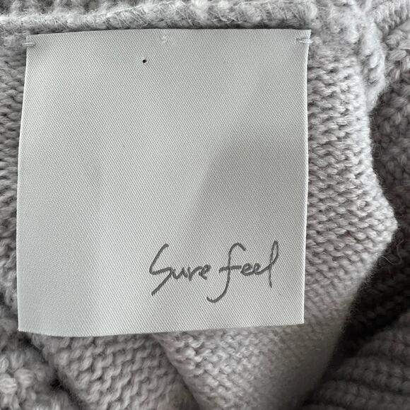 SURE FEEL Gray Ribbed Wool? Long Sleeve Cowl Neck Pullover Knit Sweater S M? - Picture 6 of 7